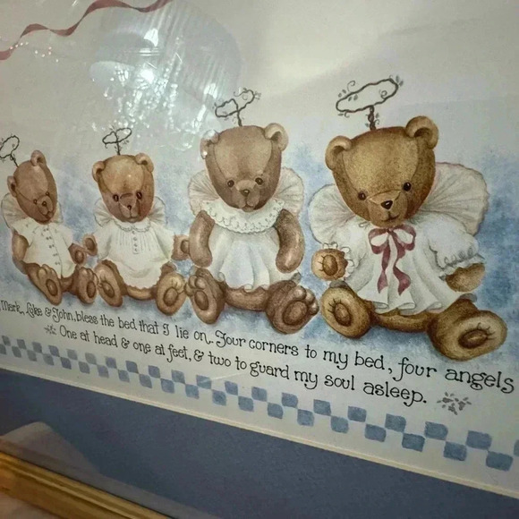 Vintage 1988 Bears Matthew Mark Luke & John Praying Guardian Angel Art Nursery - Picture 8 of 10
